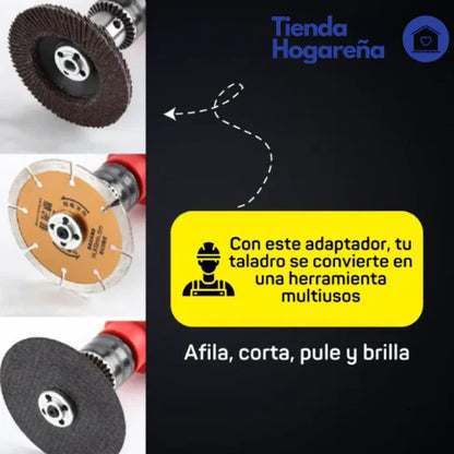 ADAPTADOR DE DISCOS PARA TALADRO💯 + DISCO DE CORTE Y PULIDO🎁 + ENVIO GRATIS 🥰